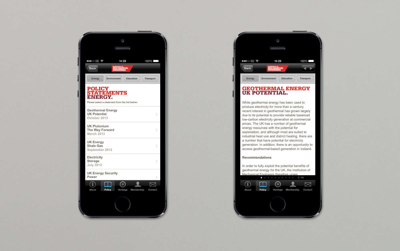 Institution of Mechanical Engineers App – Designed by Karoshi