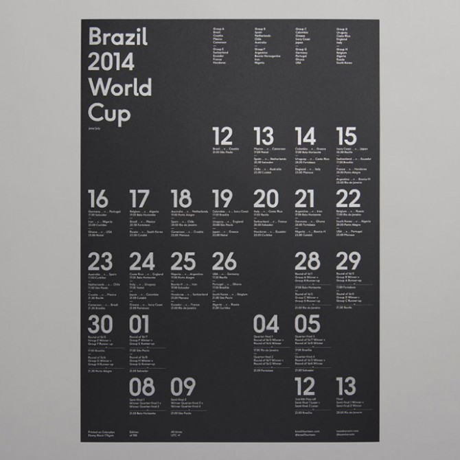 Brazil 2014 World Cup wallchart – Designed by Karoshi